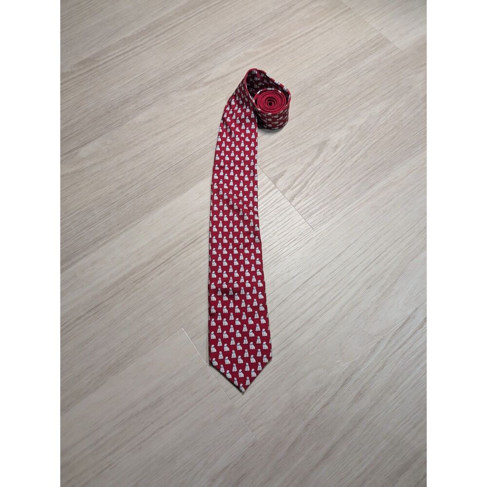 Tommy Hilfiger Men's Red Polar Bear & Igloo Winter Novelty Tie